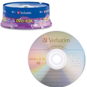 VERBATIM DVD+R DL 8X 8.5GB DVD 15 PACK SPINDLE