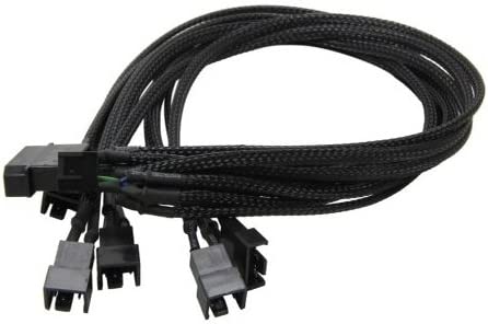 4-PIN MOLEX TO 5x4-PIN PWM ADAPTER CABLE - BLACK BRAID