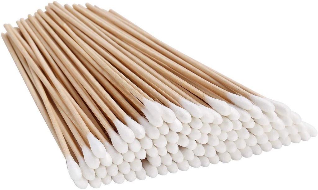 6" COTTON SWABS WITH BALSA WOOD STICK
