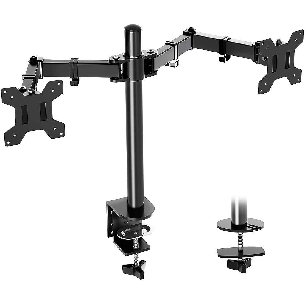 HORIZONTAL CLAMP-ON STYLE DUAL MONITOR STAND