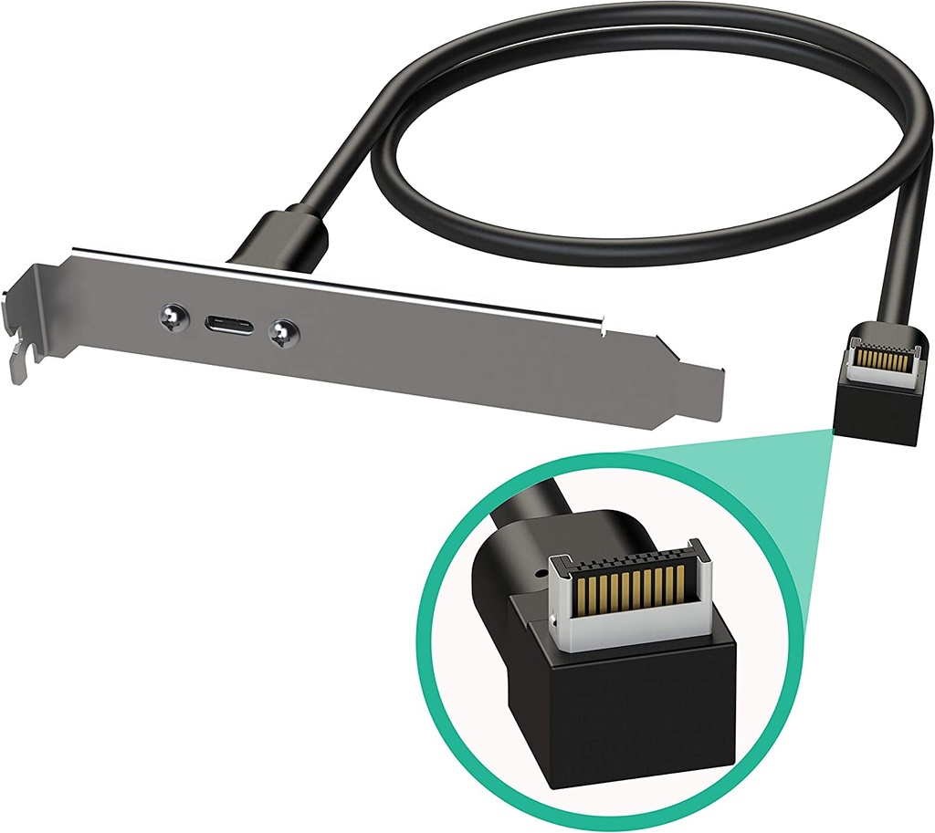 USB 3.2 TYPE C MOTHERBOARD HEADER STRAIGHT ANGLE TO PCIE BRACKET ADAPTER