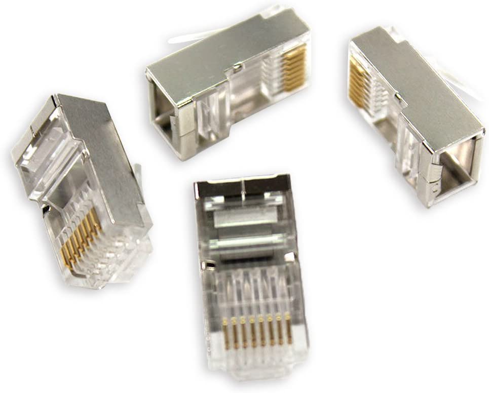 100PK RJ45 CAT5 SHIELDED HEADS FOR STRANDED OR SOLID